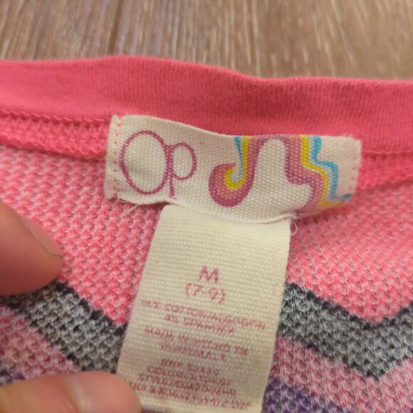 VTG OP Sport Women's Medium Sweater Aztec Pink Colorful Stripe Fair Isle V-Neck - Picture 3 of 7